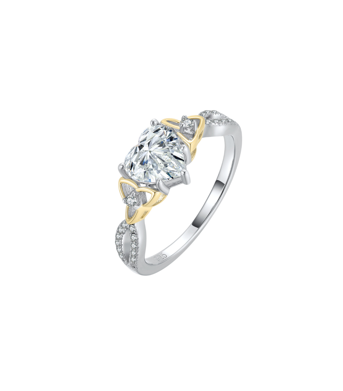 Heart Lab-Grown Diamond in Sterling Silver & 14K Gold Plated Ring