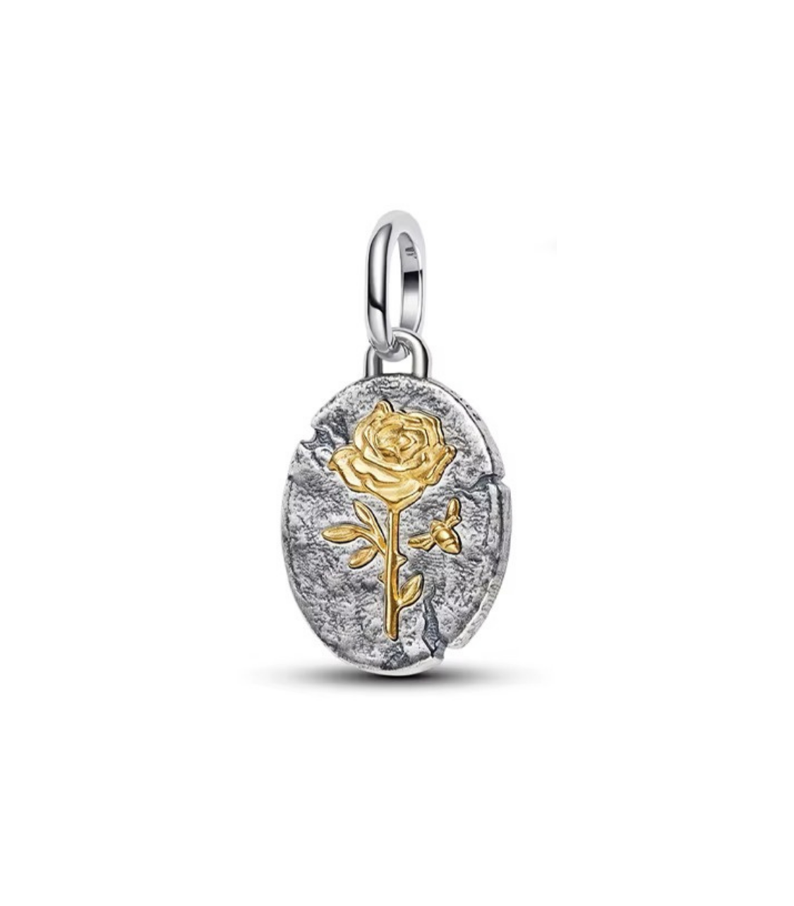 Mixed Metal Rose Medallion Charm